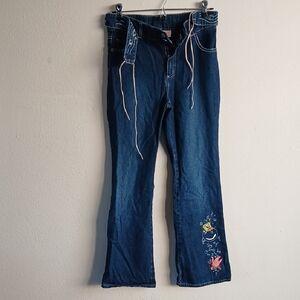 Spongebob Embroided Jeans Girls Size 14 Jerry Leight Bootcut